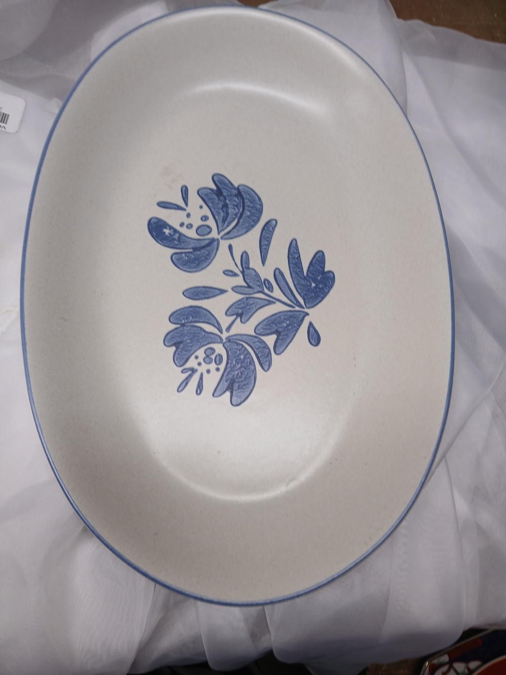 Pfaltzgraff Blue and Cream Floral Oval Serving Platter